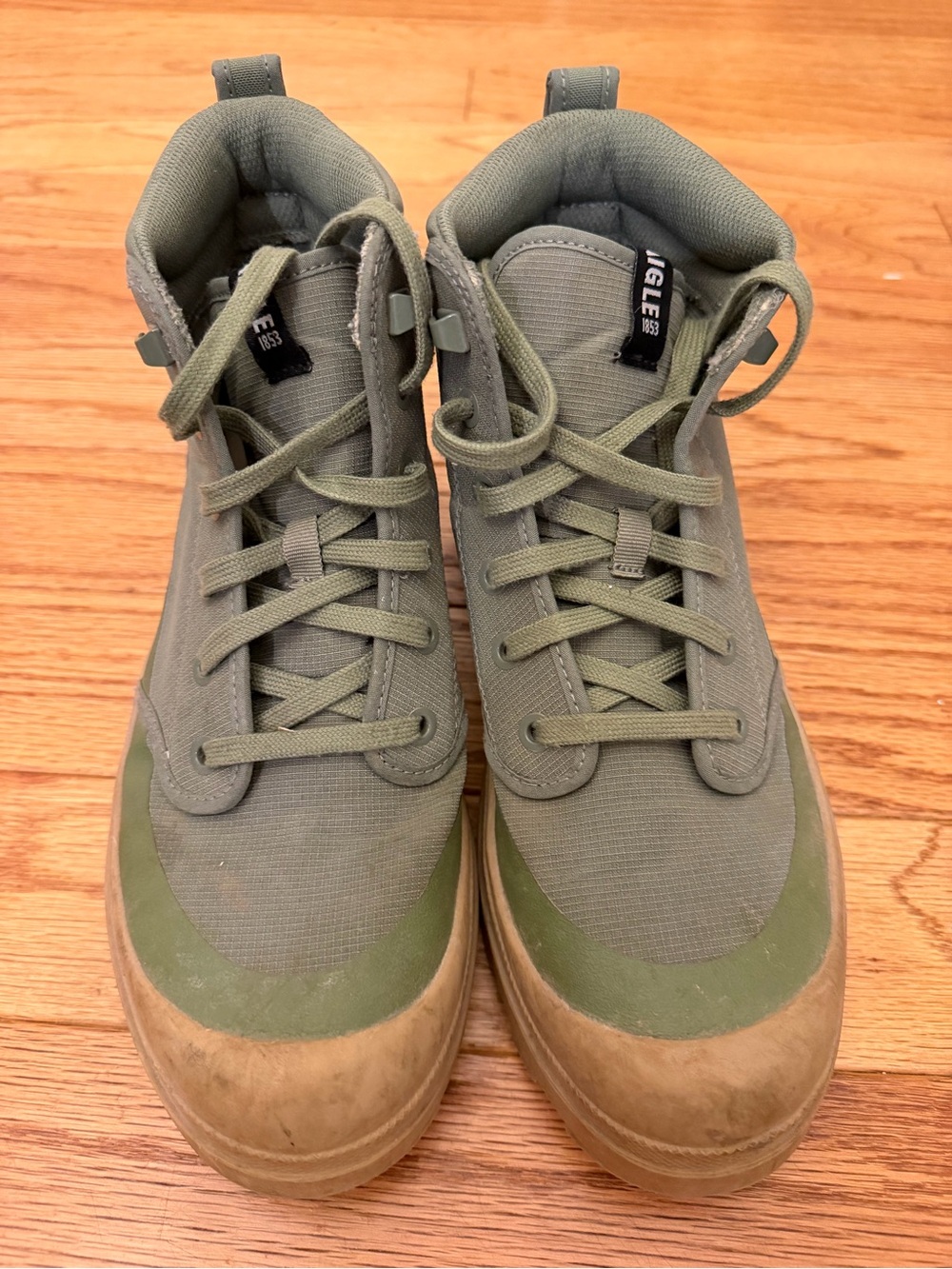 Aigle Olive Green Outdoor Boots with Tan Sole